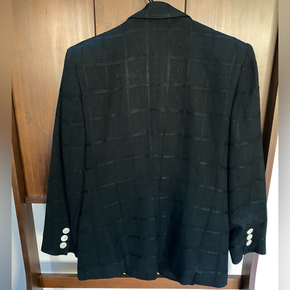 VTG Saville Black Checked Double Breasted Blazer w/White Buttons (Size:6p) - Picture 13 of 16